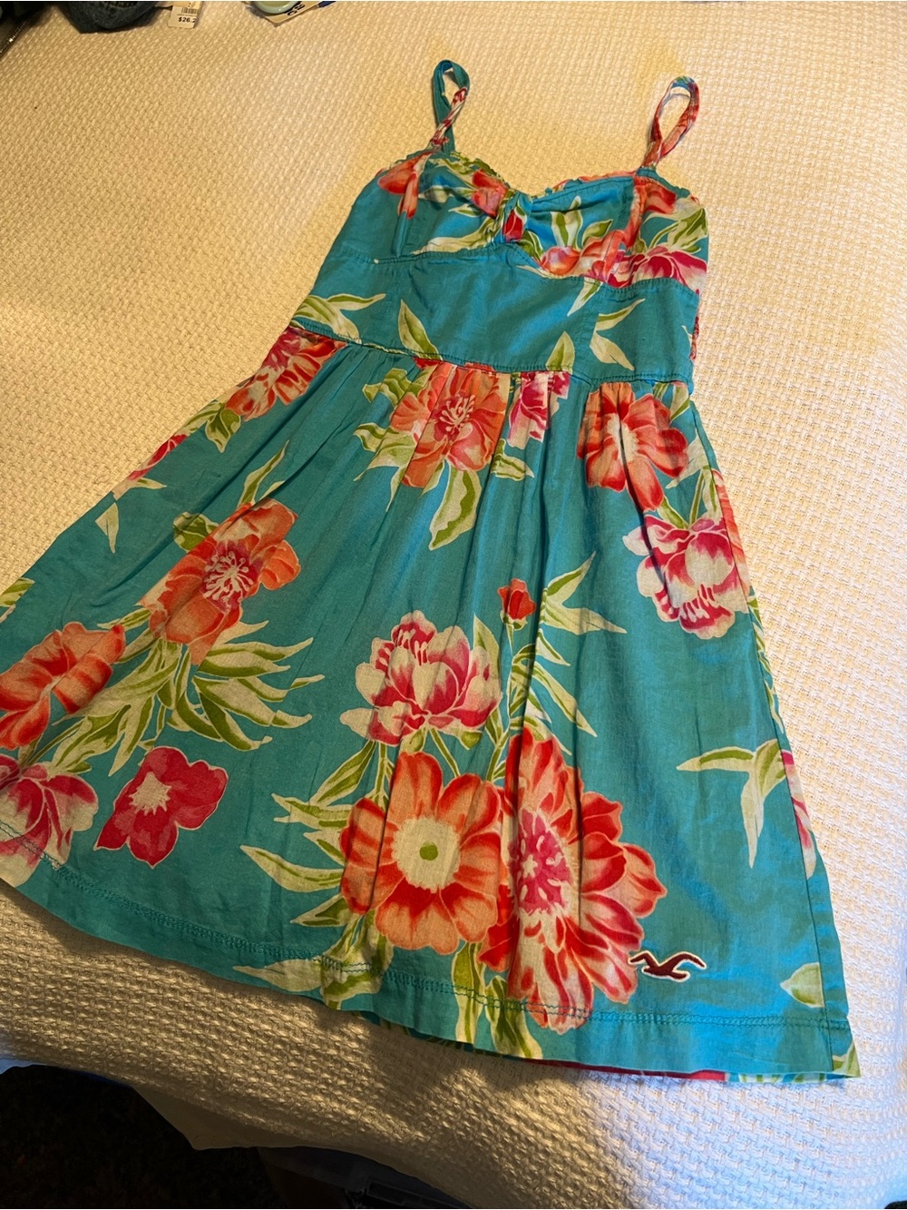 Hollister Blue Hawaiian Floral Adjustable Strap Sundress